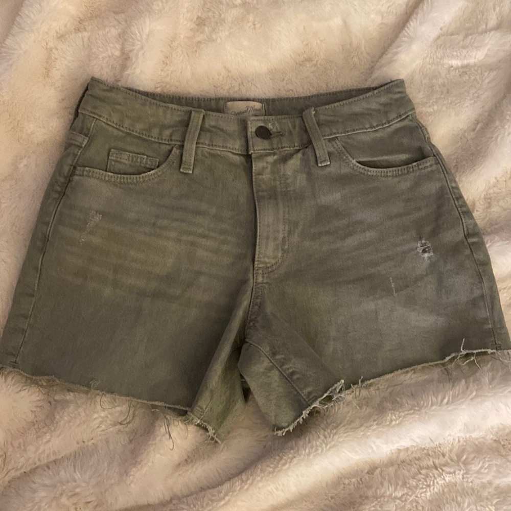 Denim green shorts